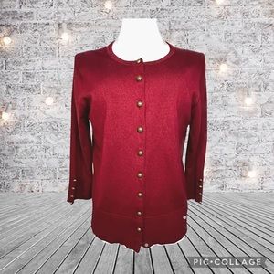 🌸GRACE ELEMENTS Women’s Button up sweater, Wine color, Size Large
